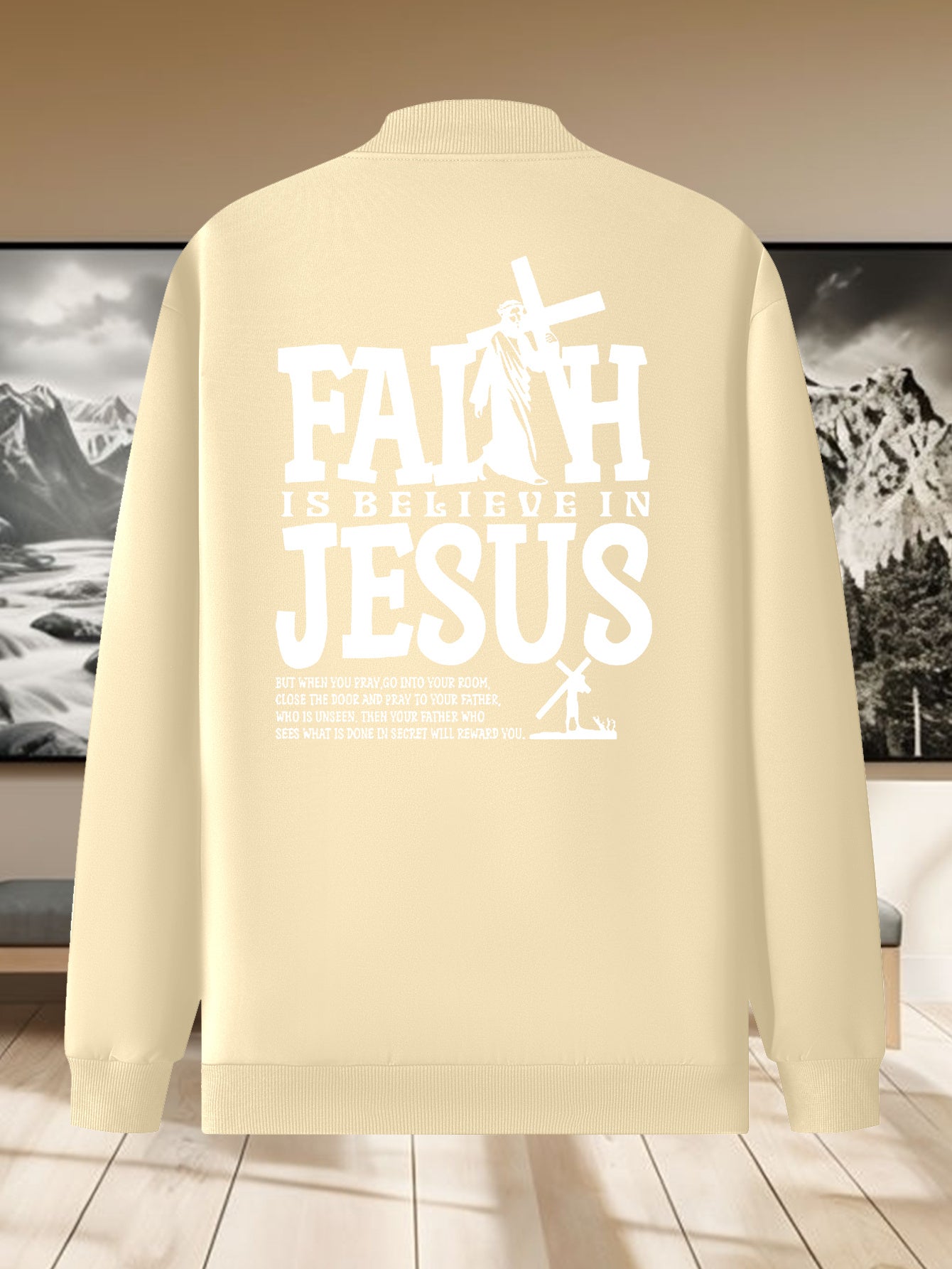 Divine Power Casual Faith Zip Up Jacket With Stand Collar