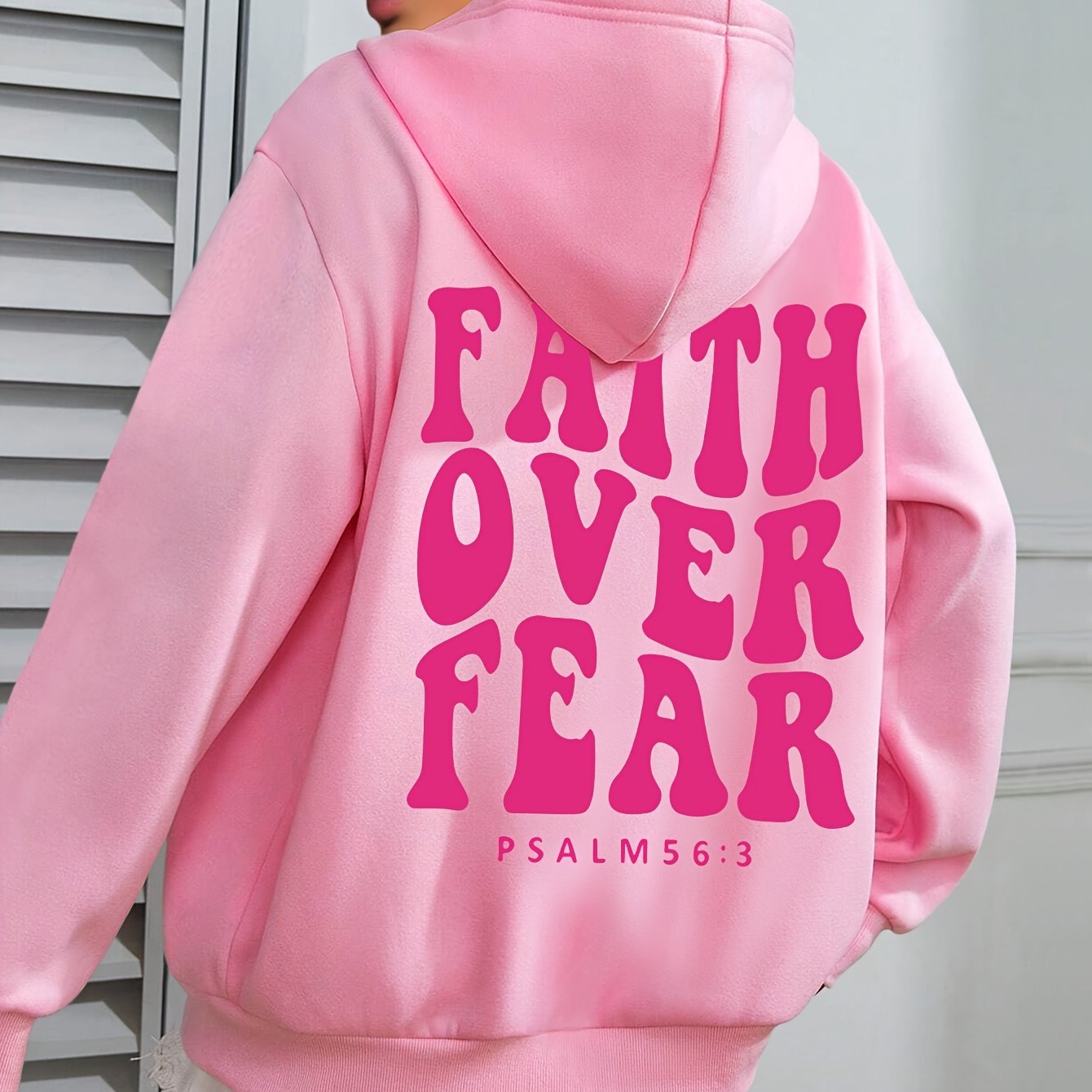 Womens Casual Hoodie Faith Over Fear Alphabet Print