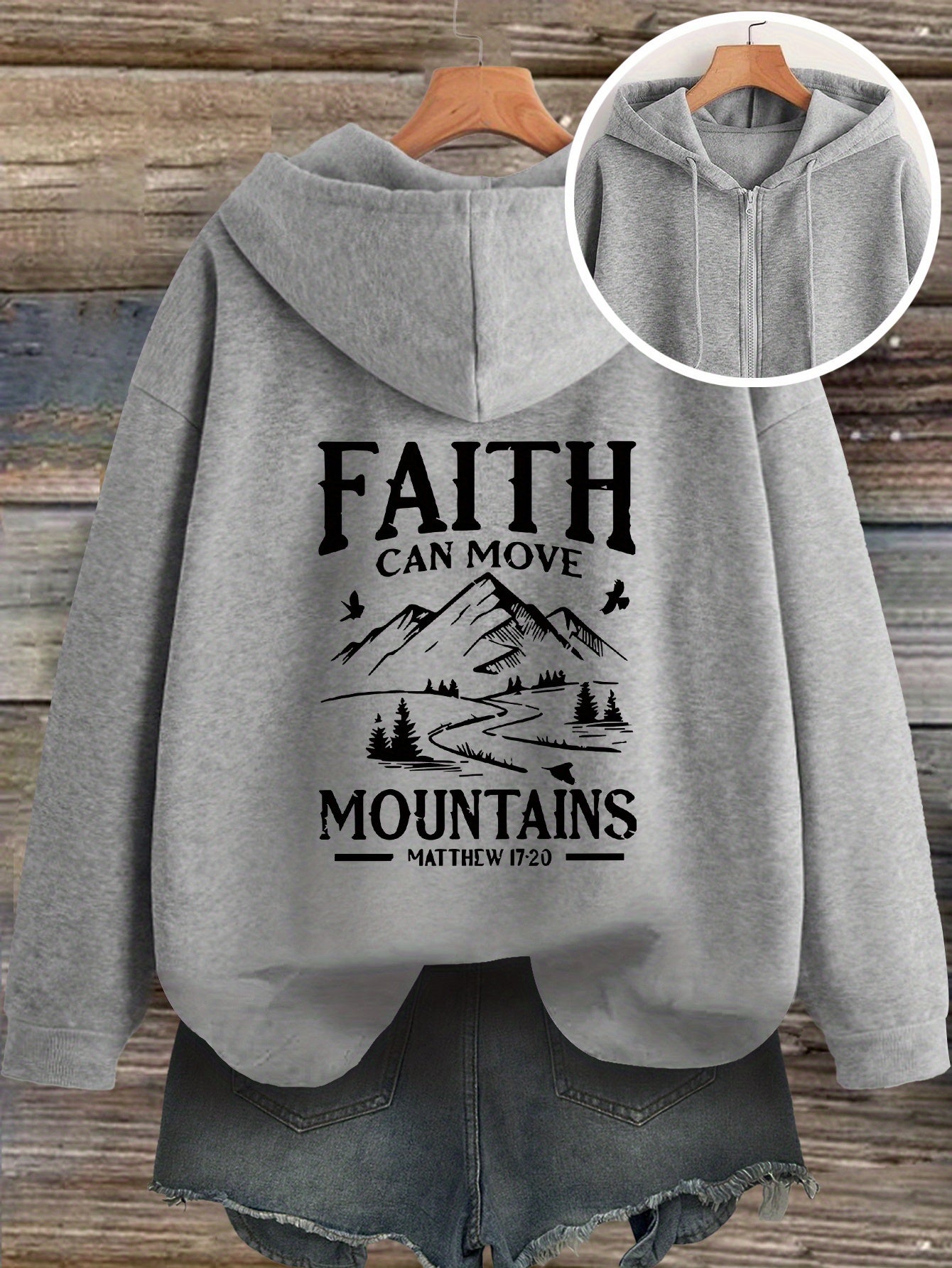 Women Black Hoodie Faith Can Move Mountains Graphic