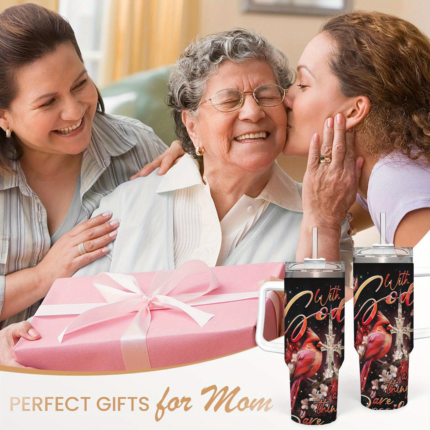 Stainless Steel Tumbler With God All Things Possible Inspirational Design