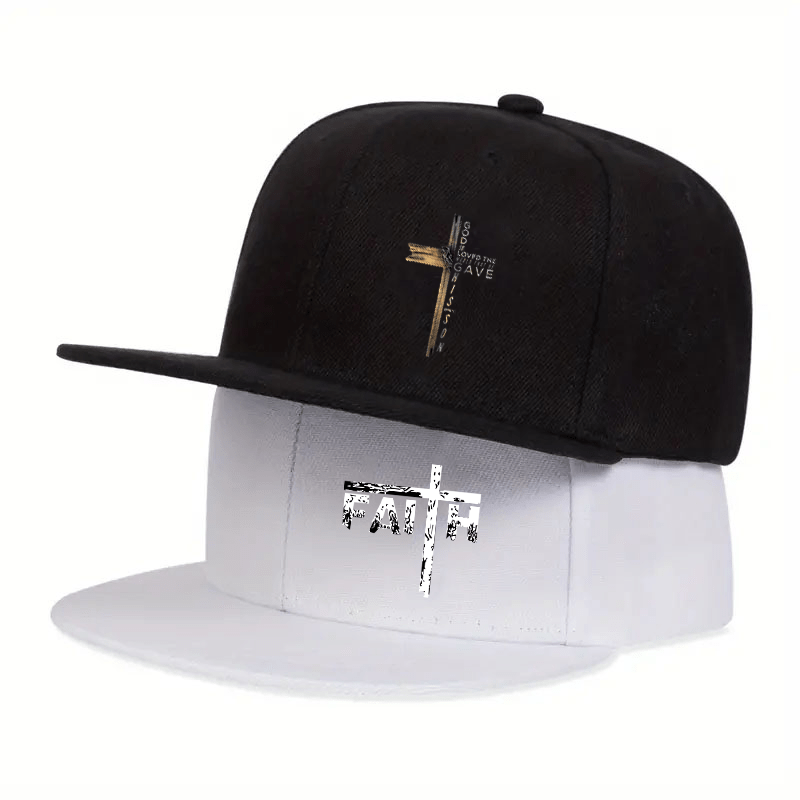2pcs unisex baseball caps, cross print design, adjustable