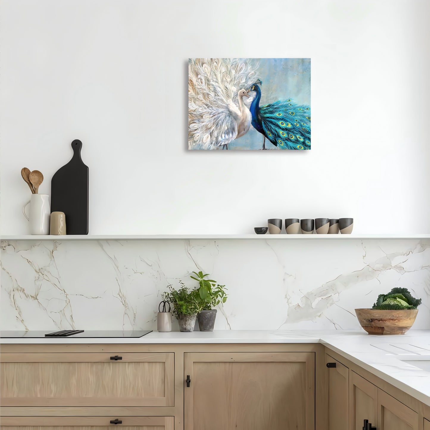 Stunning Peacock Canvas Wall Art With Wooden Frame USA Made