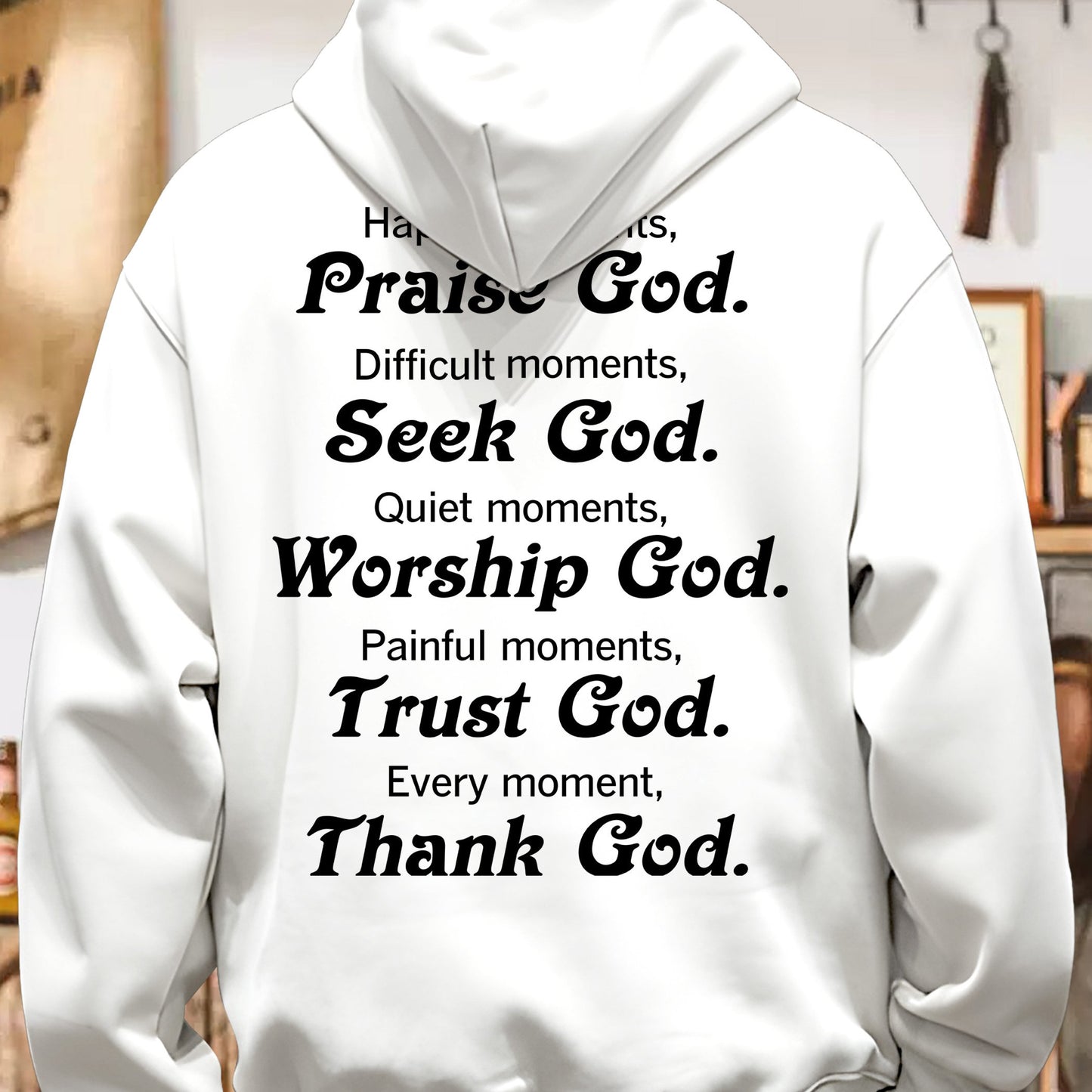 Yuy Cloth Praise God Printed Cotton Hoodie Relaxed Fit