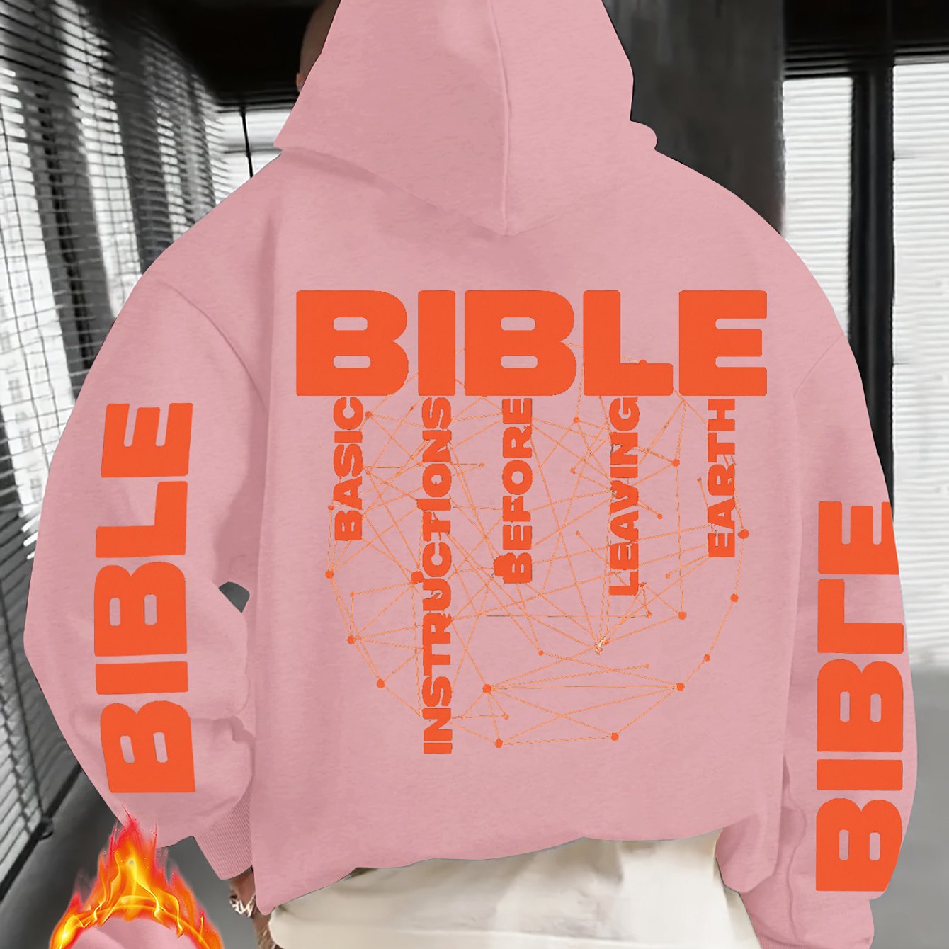 Men'S Christian Hoodie - Bible Verse Sweatshirt with "BIBLE" Text, Loose Fit Hooded Pullover for Church, Everyday Faith Expression - Fall/Winter Warmth - Religious Apparel Gift for Men, Autumn Winter Wear, Casual Streetwear,