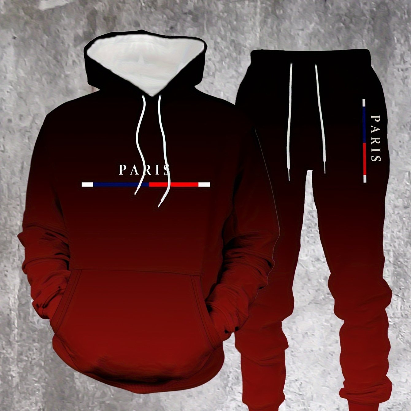 In His Divine Power Autumn Winter Gradient Hoodie Set