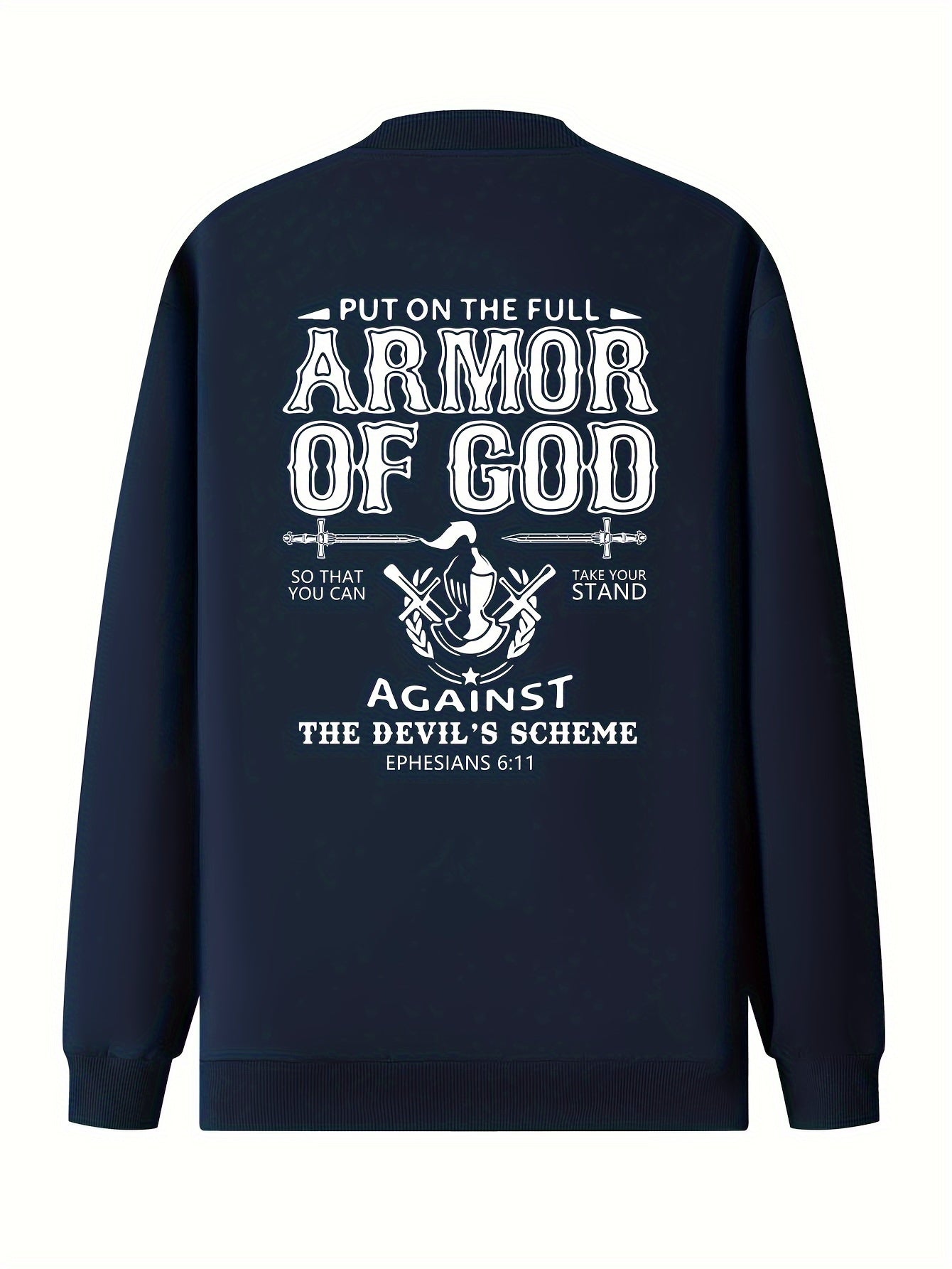 In His Divine Power Armor Of God Print Mens Jacket Collar