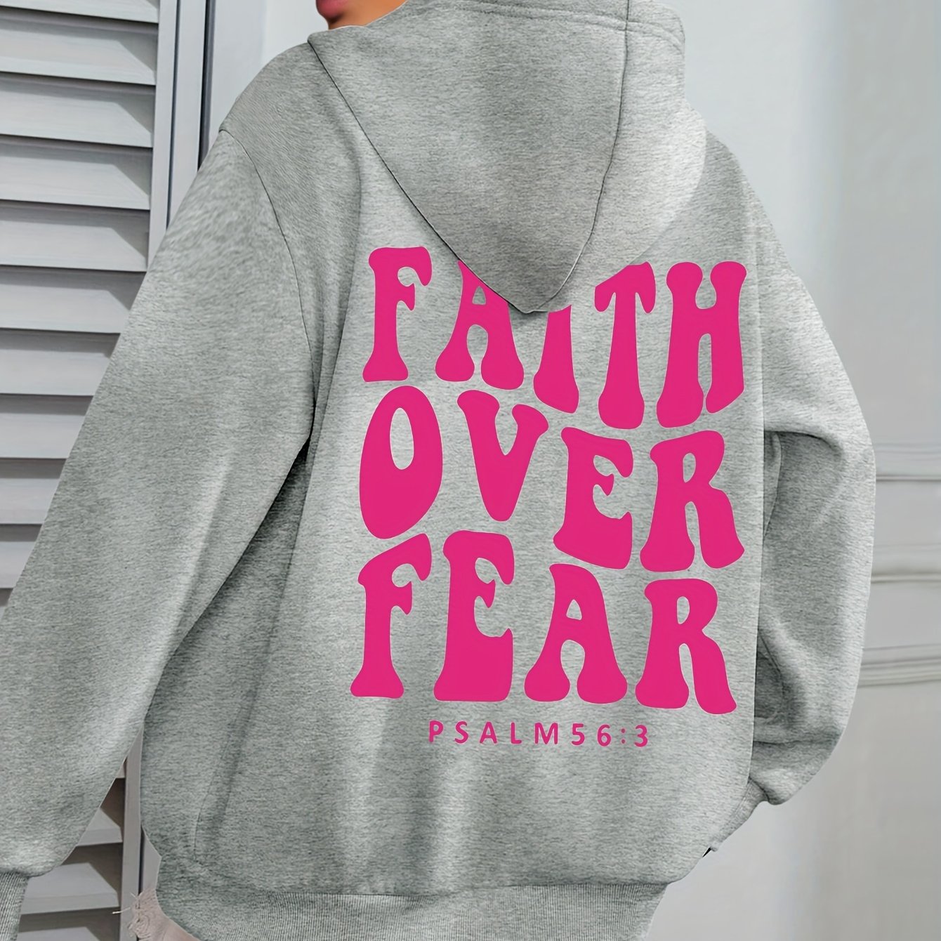 Womens Casual Hoodie Faith Over Fear Alphabet Print