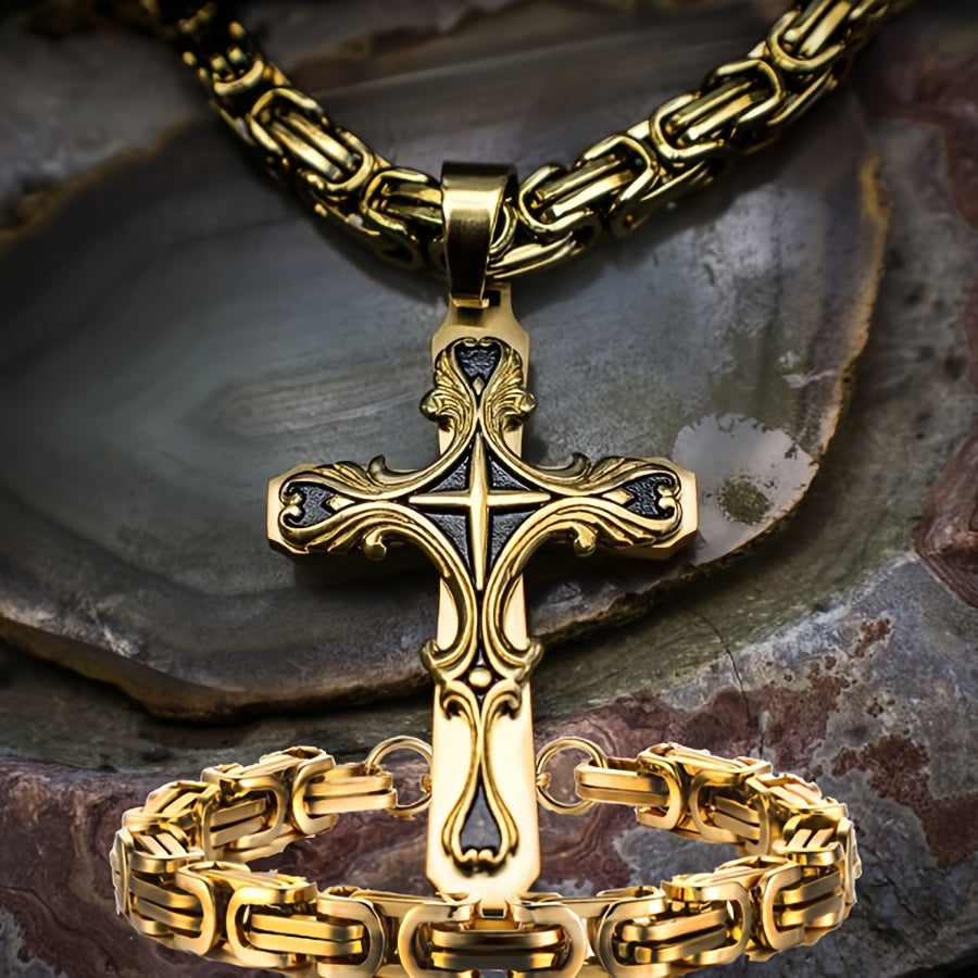 2pcs Vintage Men's Fashion Necklace Set