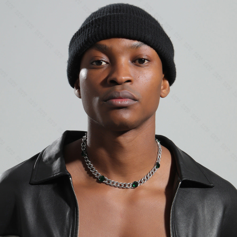 Men's Hip Hop Style Synthetic Zirconia Cuban Chain Necklace