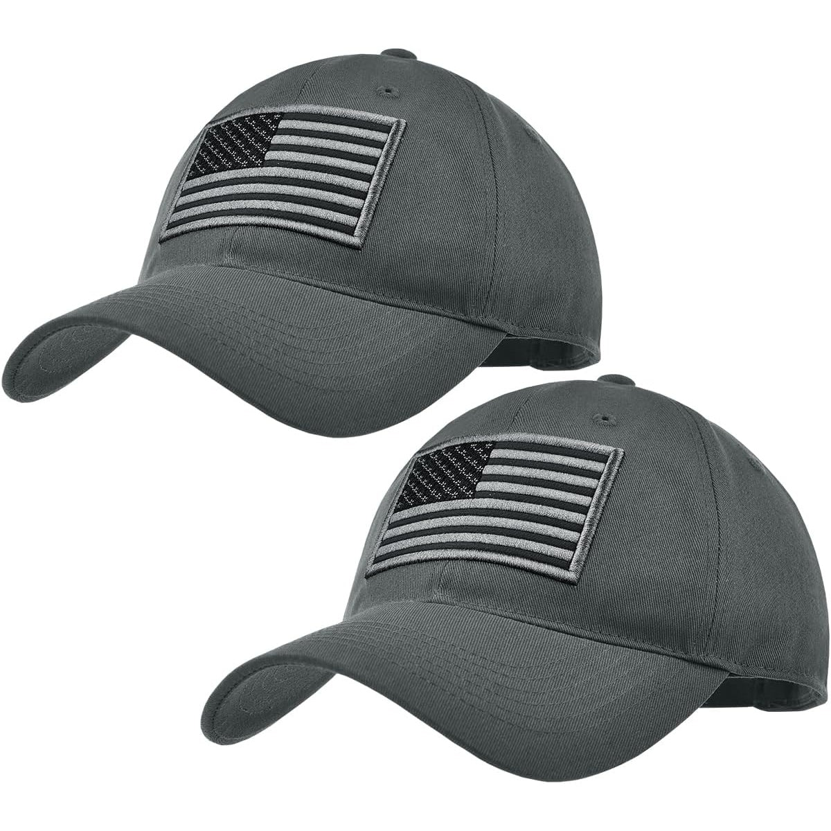 2 Baseball Caps, Adjustable Fit, Lightweight, USA Flag