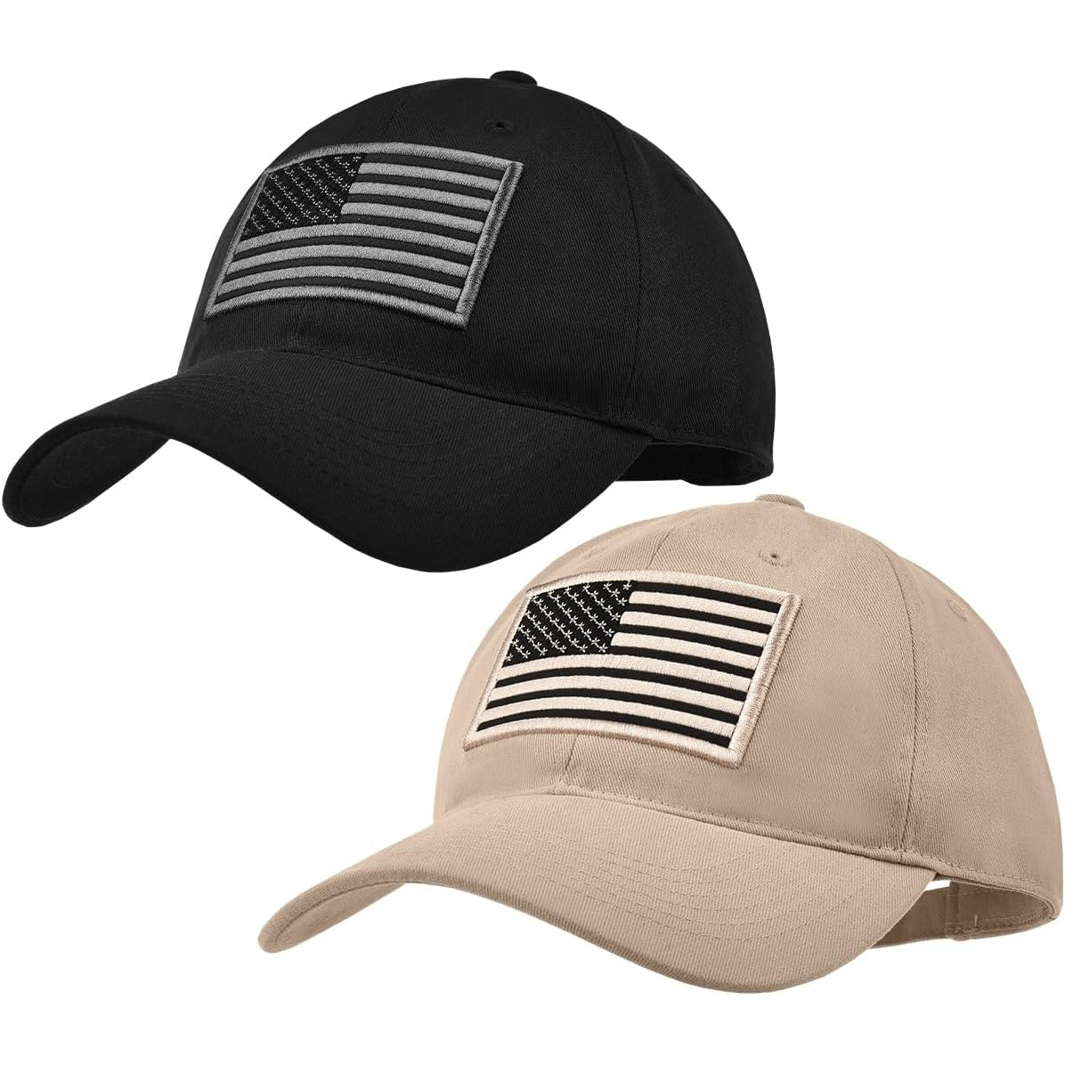 2 Baseball Caps, Adjustable Fit, Lightweight, USA Flag