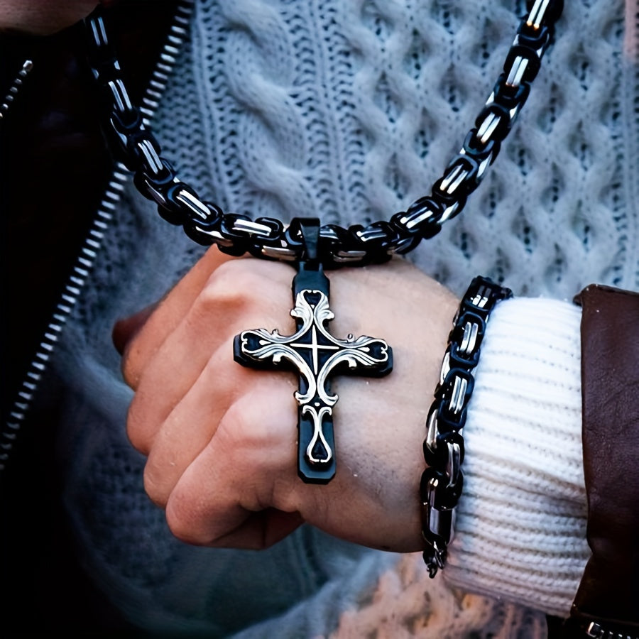 2pcs Vintage Men's Fashion Necklace Set