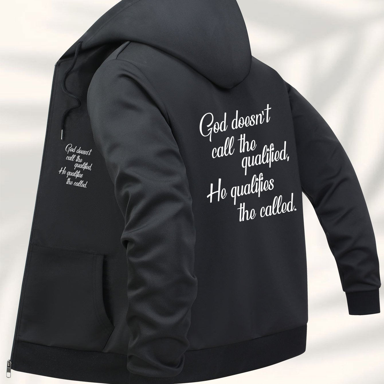 Casual Hooded Jacket Men's Inspirational Back Print