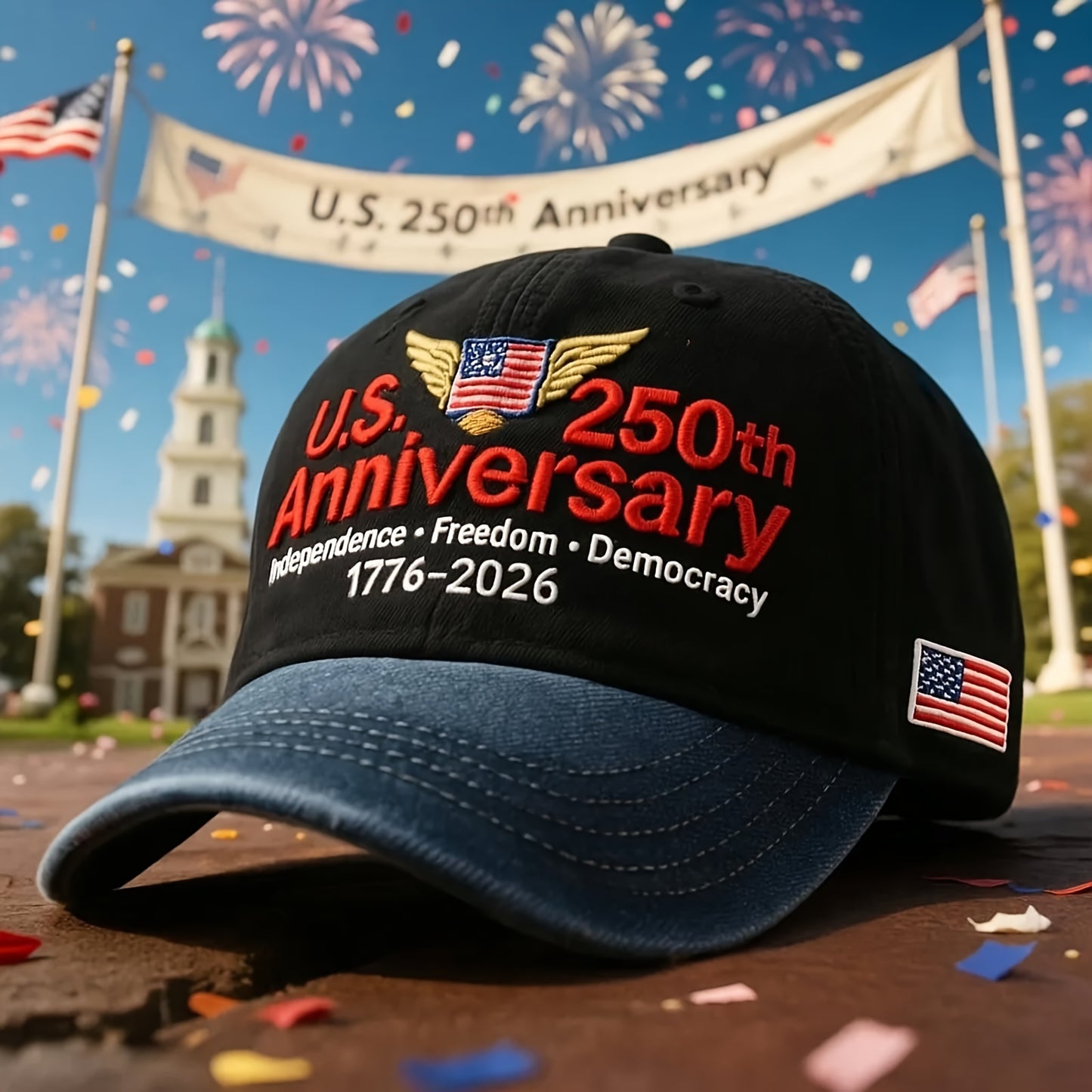 2pcs USA Patriotic Baseball Caps 250th Anniversary of Independence