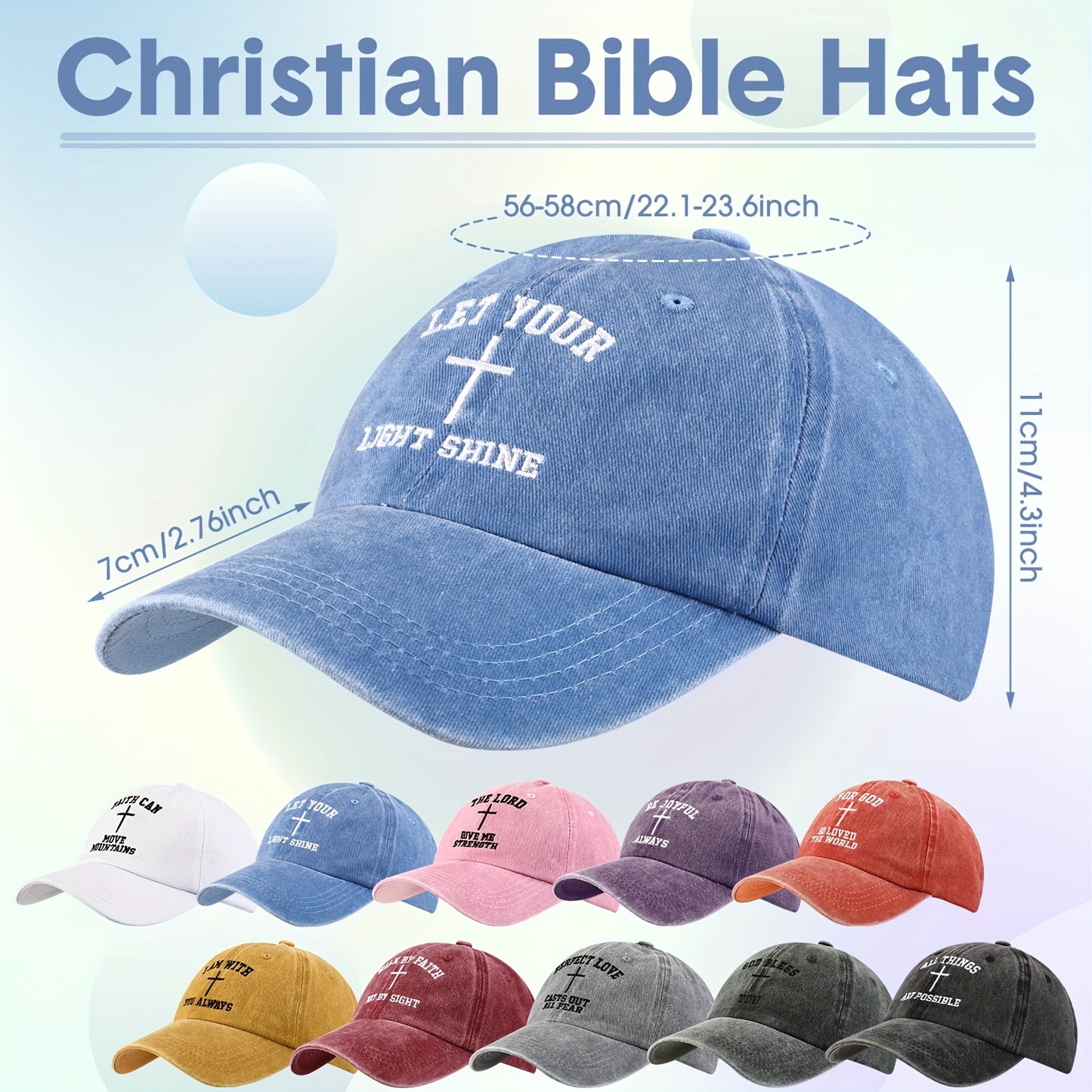 10pcs Christian Baseball Caps - "Prayer Can Move Mountains" & "Jesus is Lord" Designs