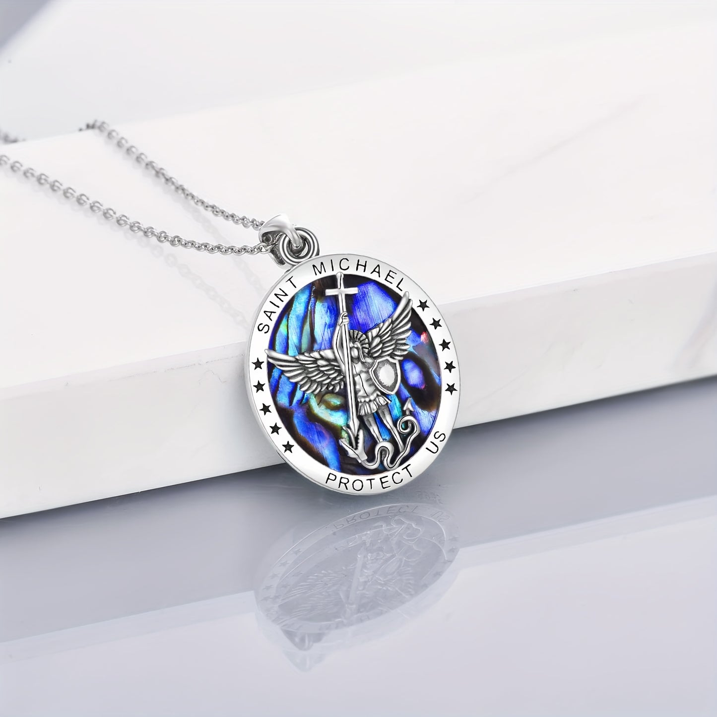 Saint Michael Pendant with Inscription Saint Michael Protect Us Ideal Gift for Loved Ones