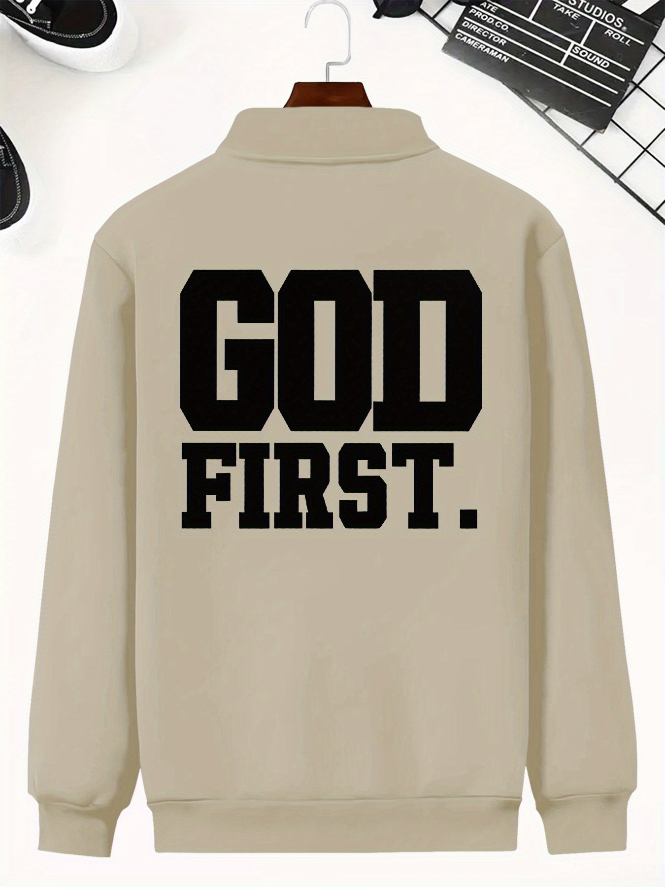 Divine Power God First Print Zip Up Jacket Outdoors