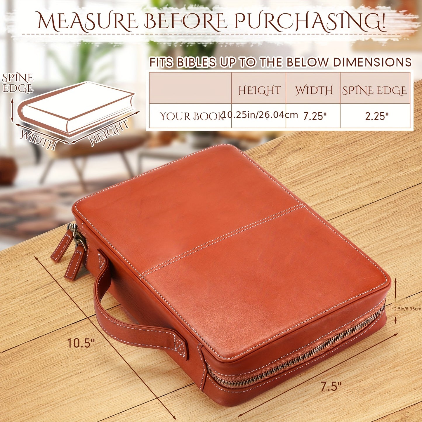 Faux Leather Bible Cover For Men Women Large Light Brown