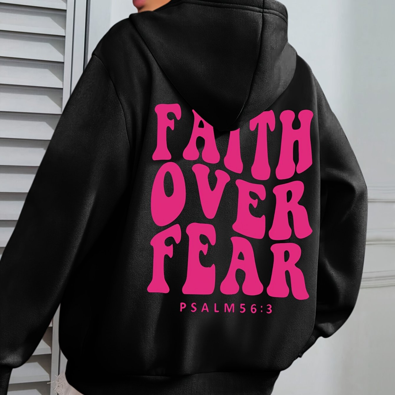 Womens Casual Hoodie Faith Over Fear Alphabet Print