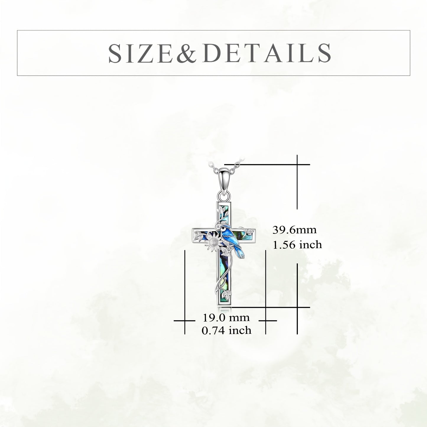 YFN Sunflower Cross Necklace Silver Abalone Pendant