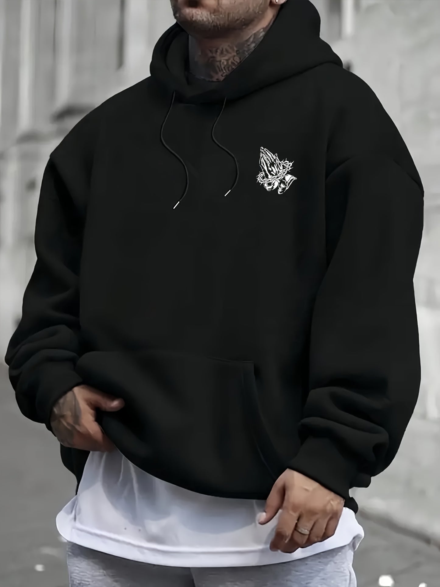 Men's Polyester Hoodie with God Bless You Graphic