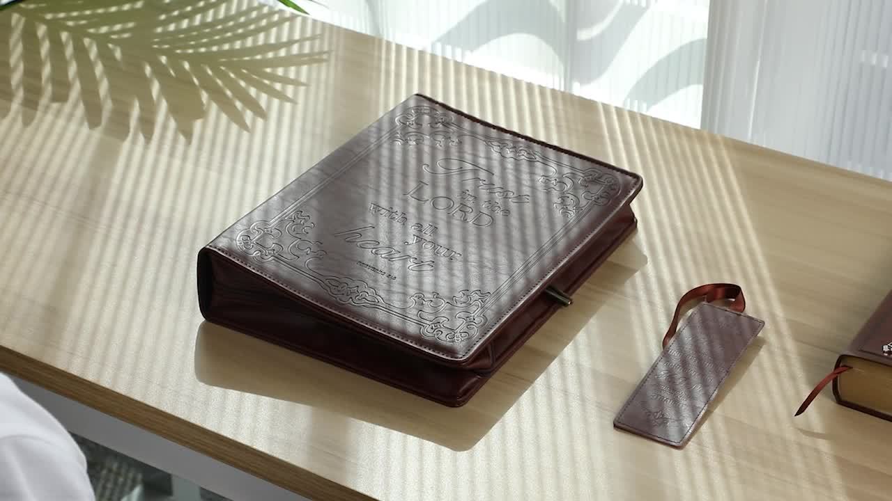 1pc PU Leather Bible Cover with Handle Trust in the Lord Design