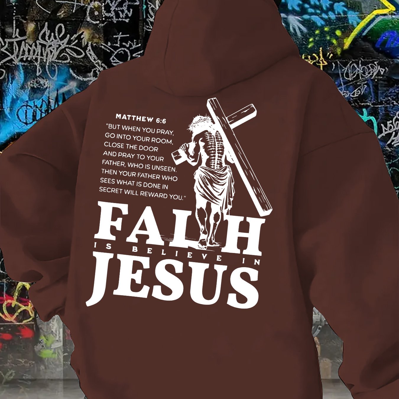 Divine Power Faith Cross Graphic Hoodie Pullover Everyday