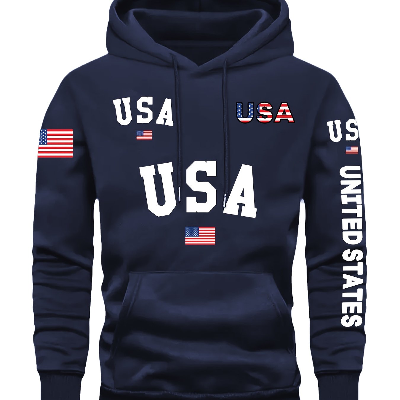 In His Divine Power Cozy Patriotic Hoodie USA Front Pocket