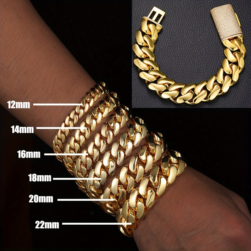 Men's Zirconium Necklace Bracelet Set Durable Stainless Steel