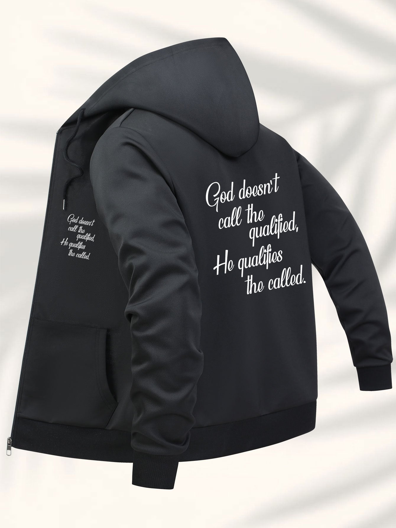 Casual Hooded Jacket Men's Inspirational Back Print