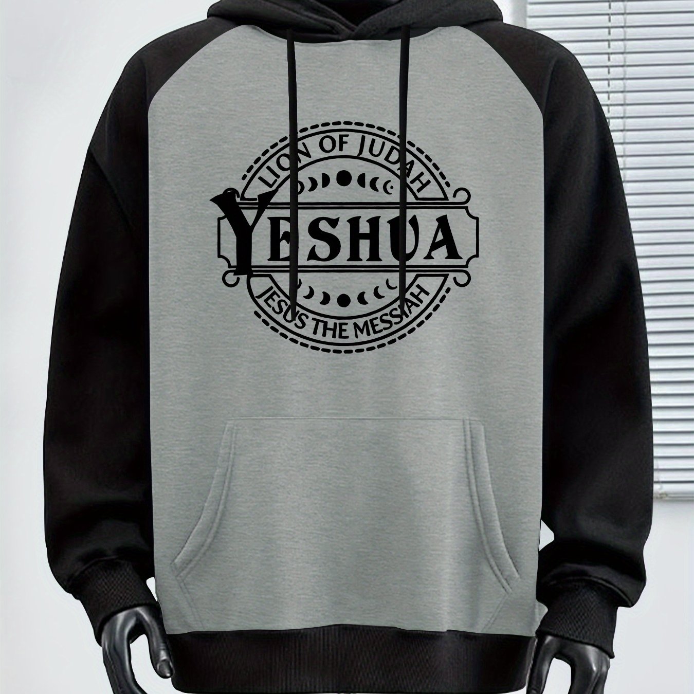 Lion Print Hoodie Sweatshirt With Yeshua Graphic Regular Fit