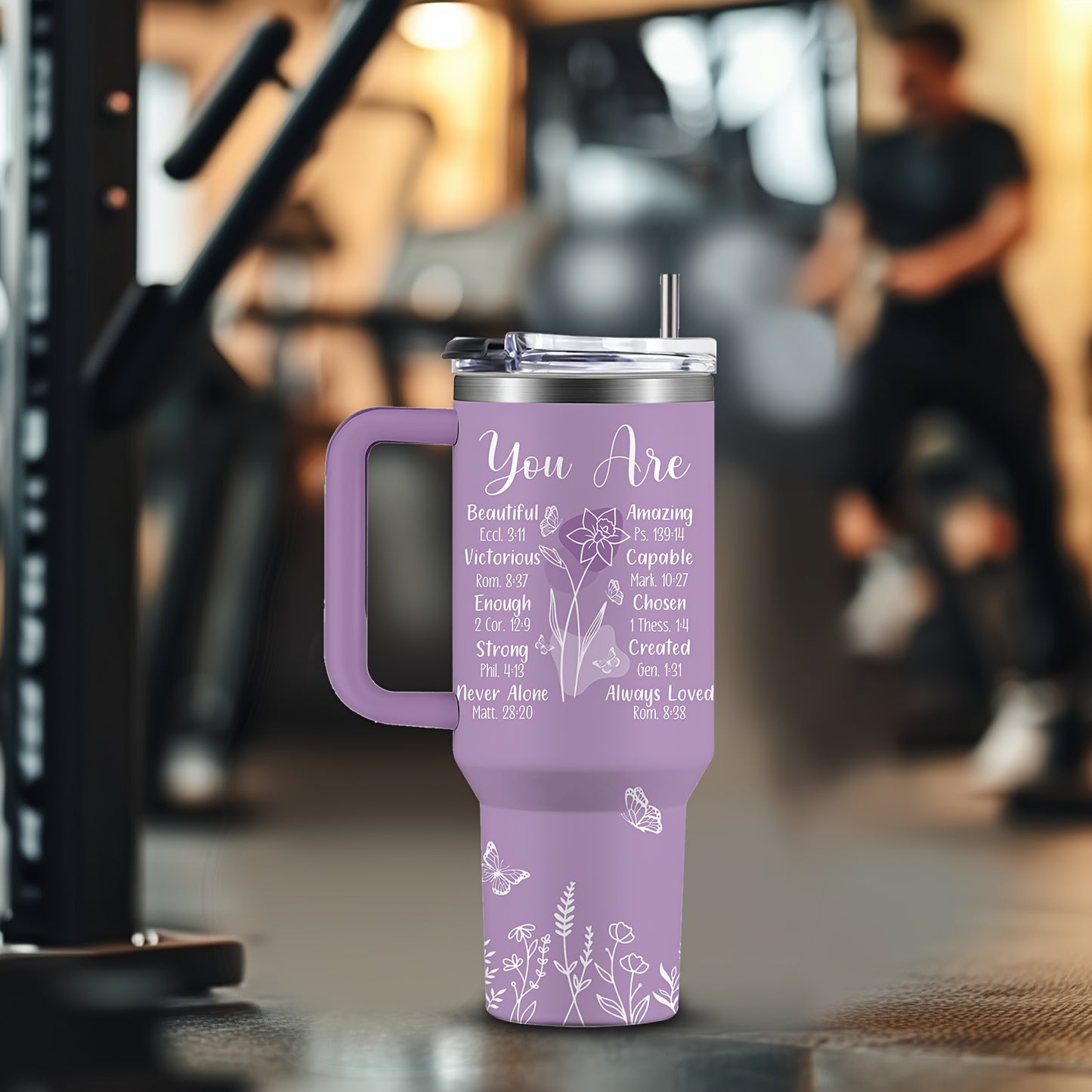 1pc Christian Tumbler 40 Oz, Christian, White Cross on Pink