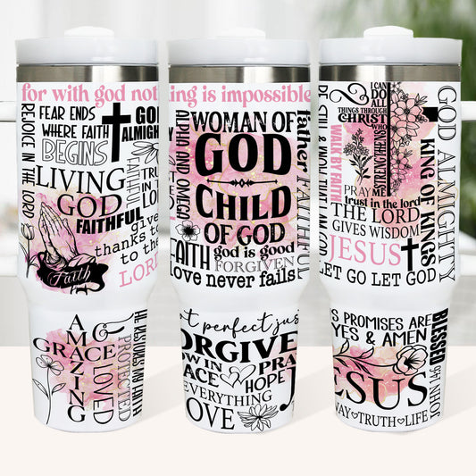 40oz Inspirational Stainless Steel Insulated Tumbler with Straw