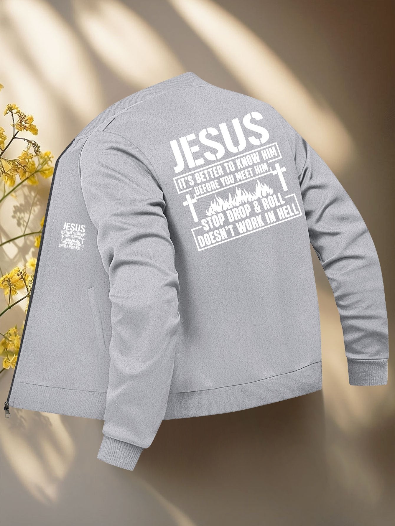 Christian Bible Message Zip Front Jacket for Church