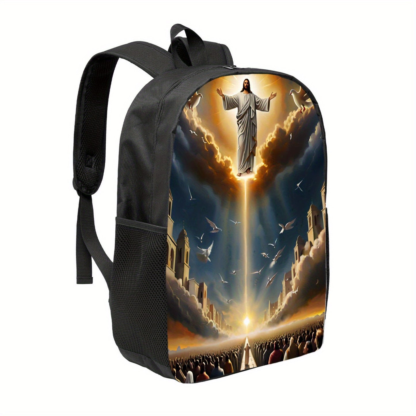 In His Divine Power Religious Backpack With Jesus Print