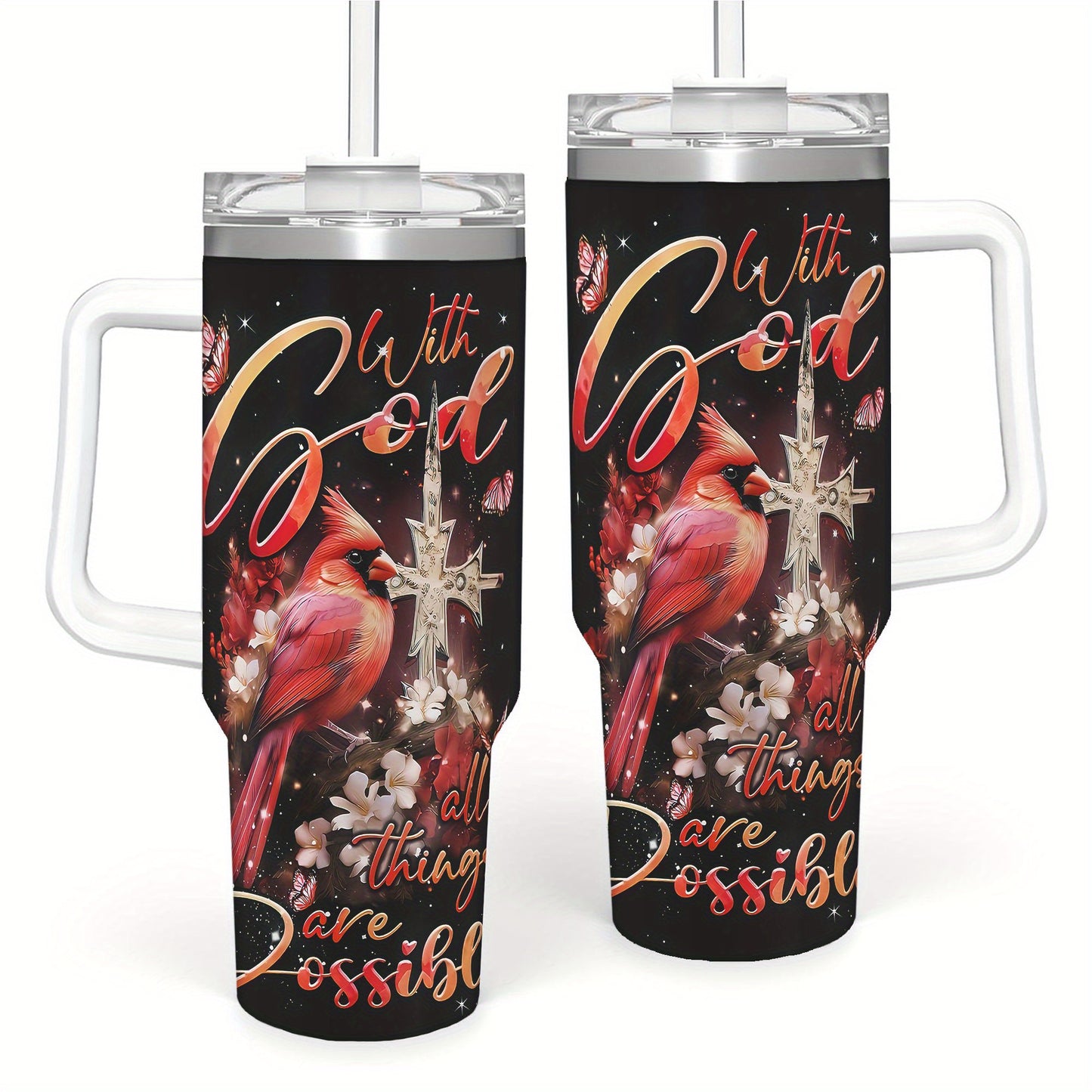Stainless Steel Tumbler With God All Things Possible Inspirational Design