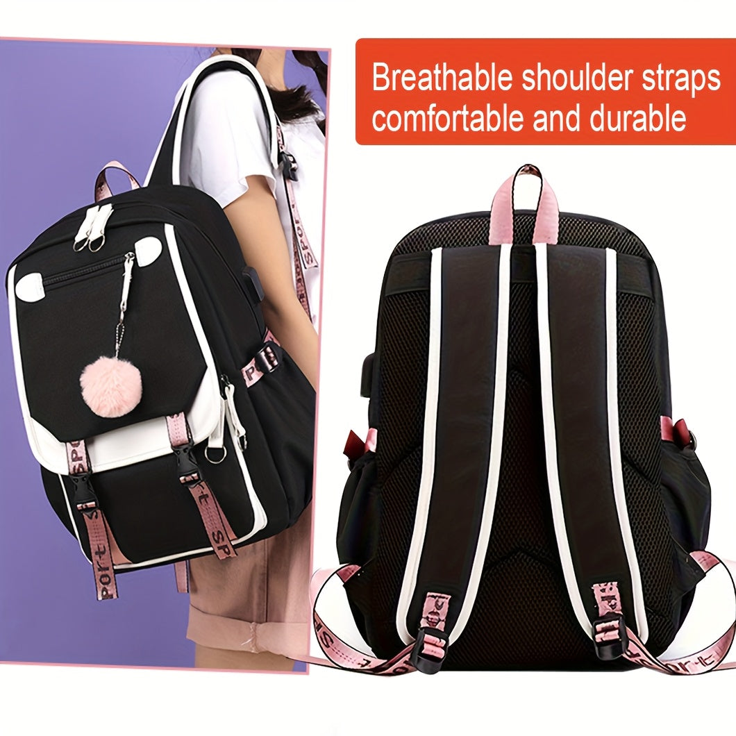 Teen Girls Laptop Backpack Durable Polyester School Bag