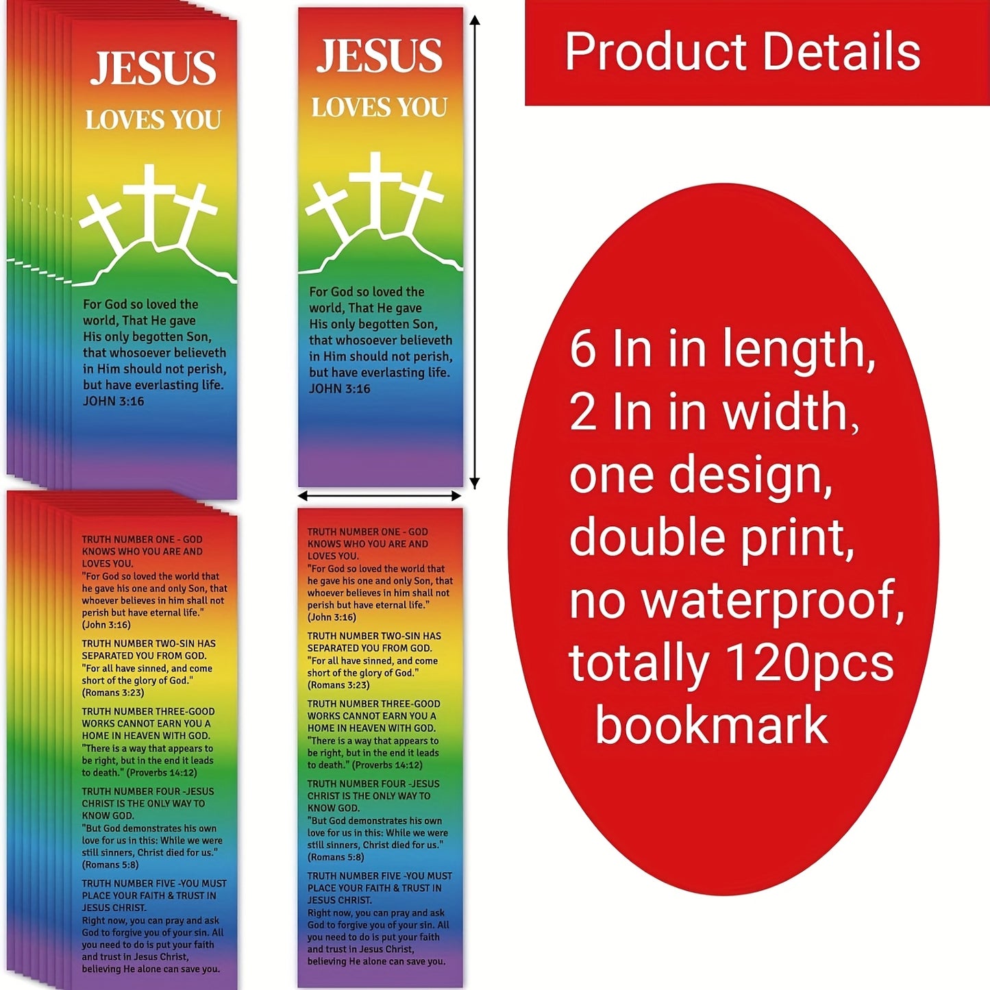 Christian Bible Bookmark Cards 120 Count Gospel Tracts