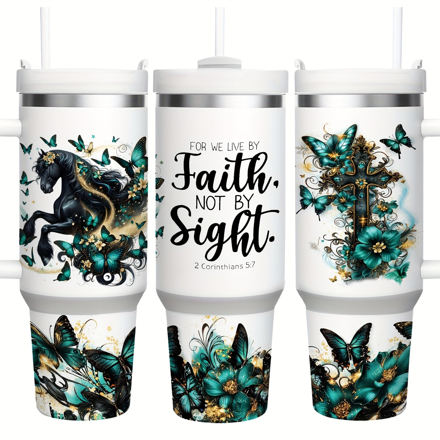 Mikenda Faith Stainless Steel Tumbler With Handle Lid