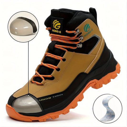 NIEION Steel Toe High Top Work Boots For Men Outdoor Safety