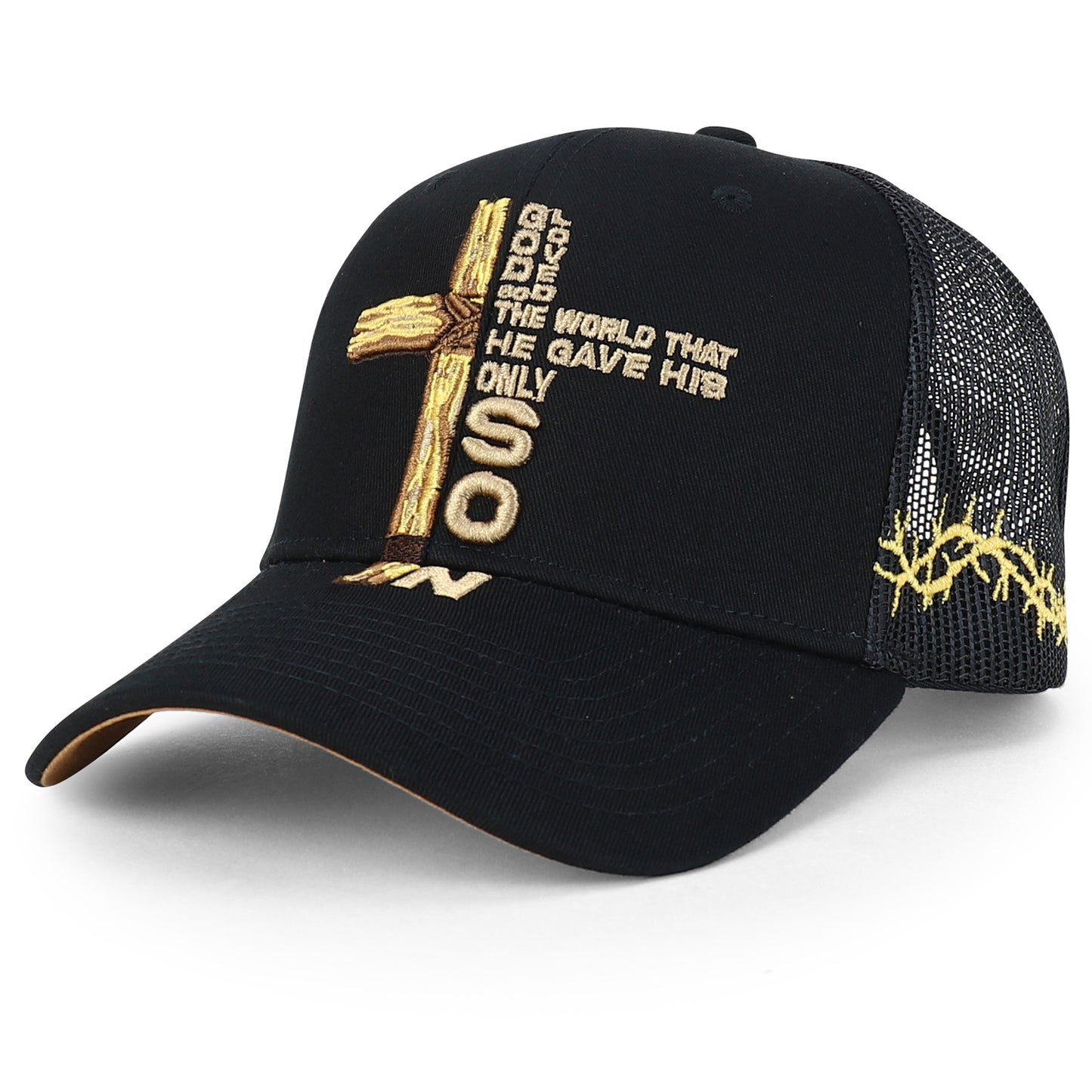 Jesus Saves Embroidered Trucker Cap Curved Bill Six Panel Casual Hat Cotton Polyester Blend