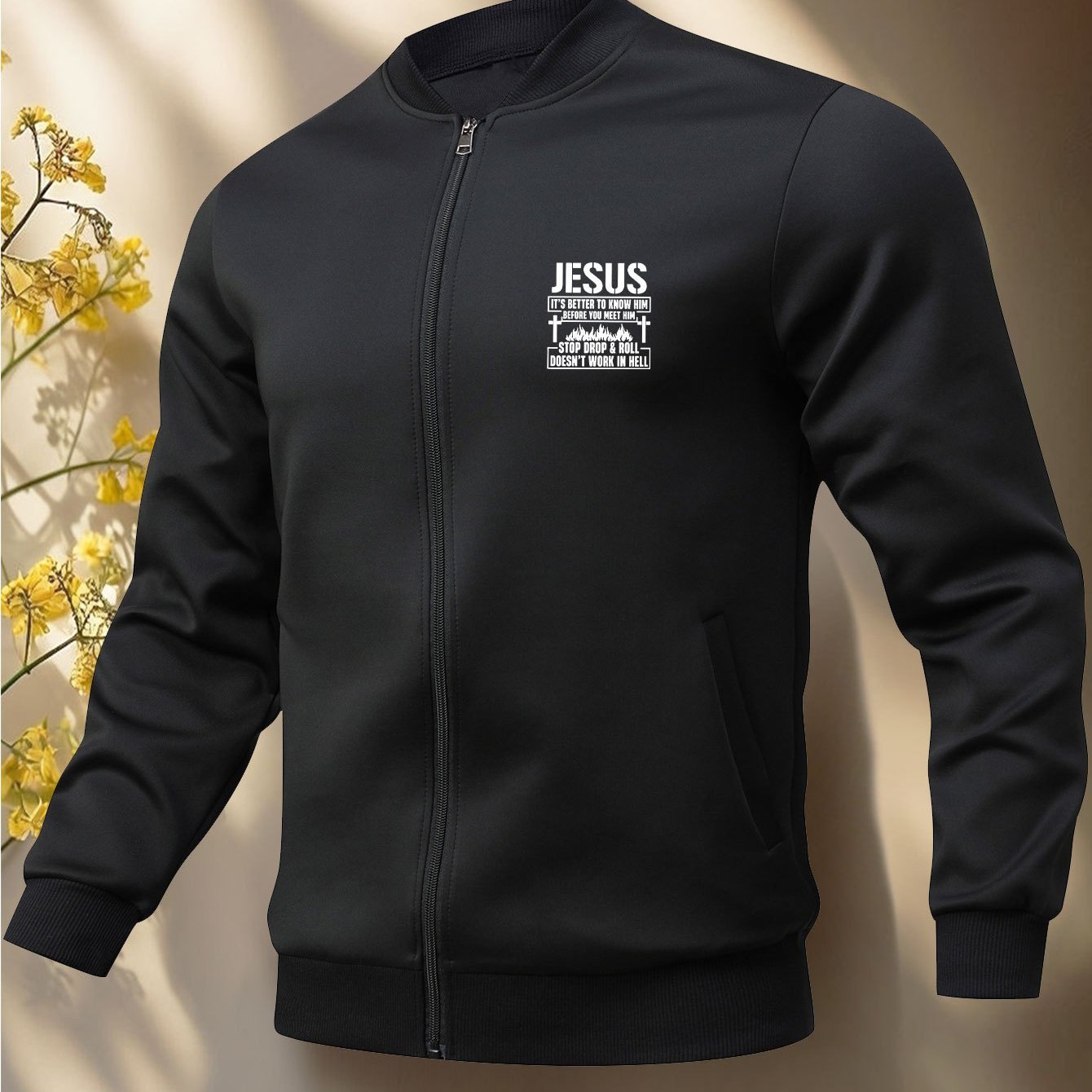 Christian Bible Message Zip Front Jacket for Church