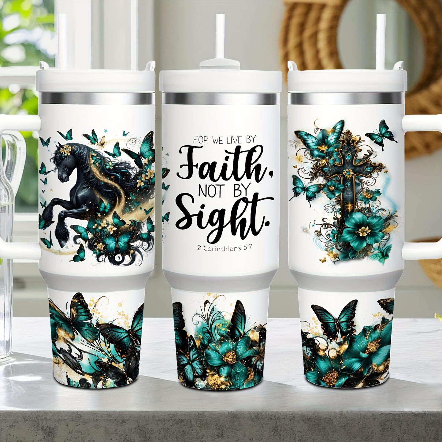 Mikenda Faith Stainless Steel Tumbler With Handle Lid