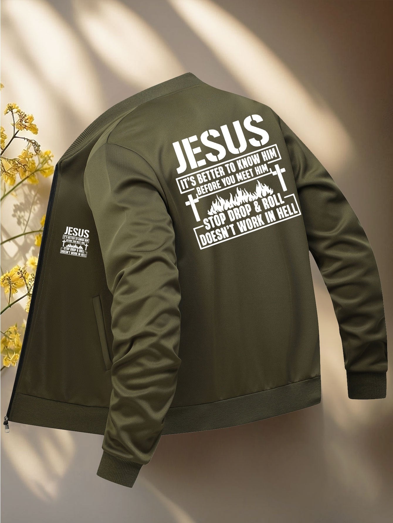 Christian Bible Message Zip Front Jacket for Church