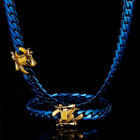 Stainless Steel Lock Buckle Bracelet Necklace Hip Hop Jewelry