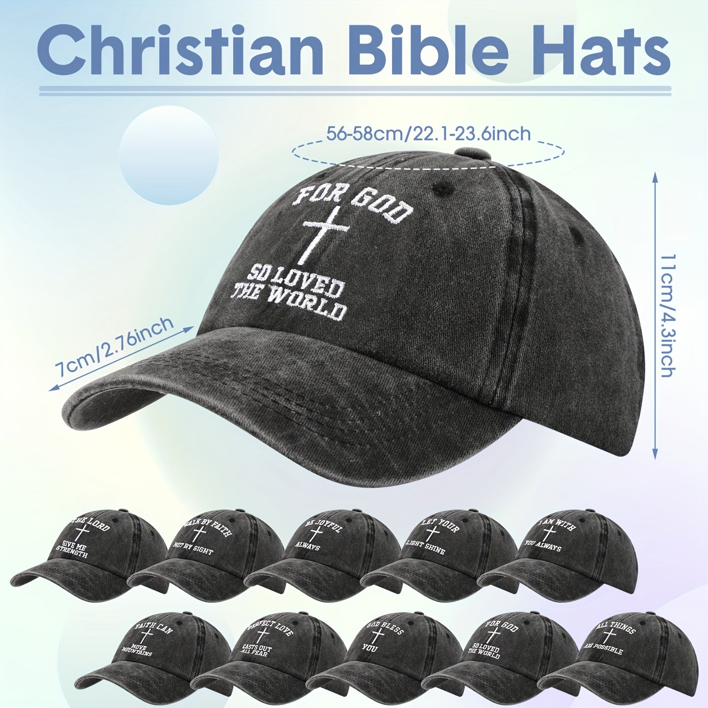 Cross Design Faith Hats Christian Baseball Caps Men Women