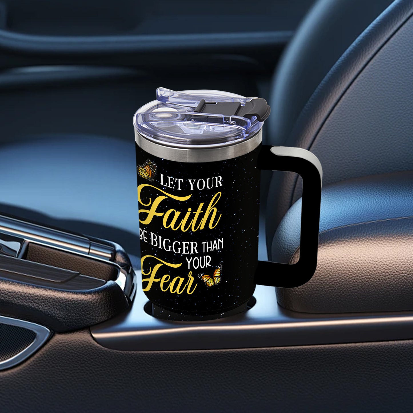 Stainless Steel Christian Tumbler Lion Of Faith With Straw