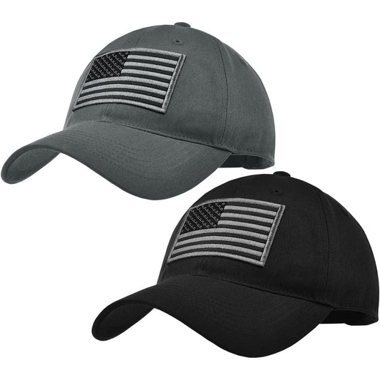 2 Baseball Caps, Adjustable Fit, Lightweight, USA Flag