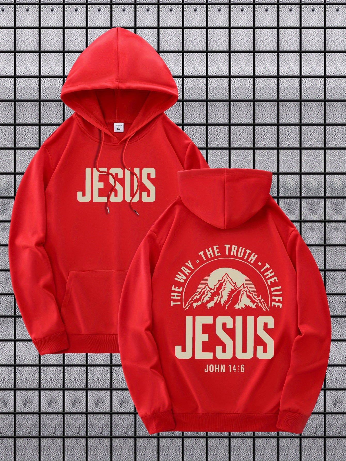 Velvet Hooded Sweatshirt With Jesus Print Casual Pullover