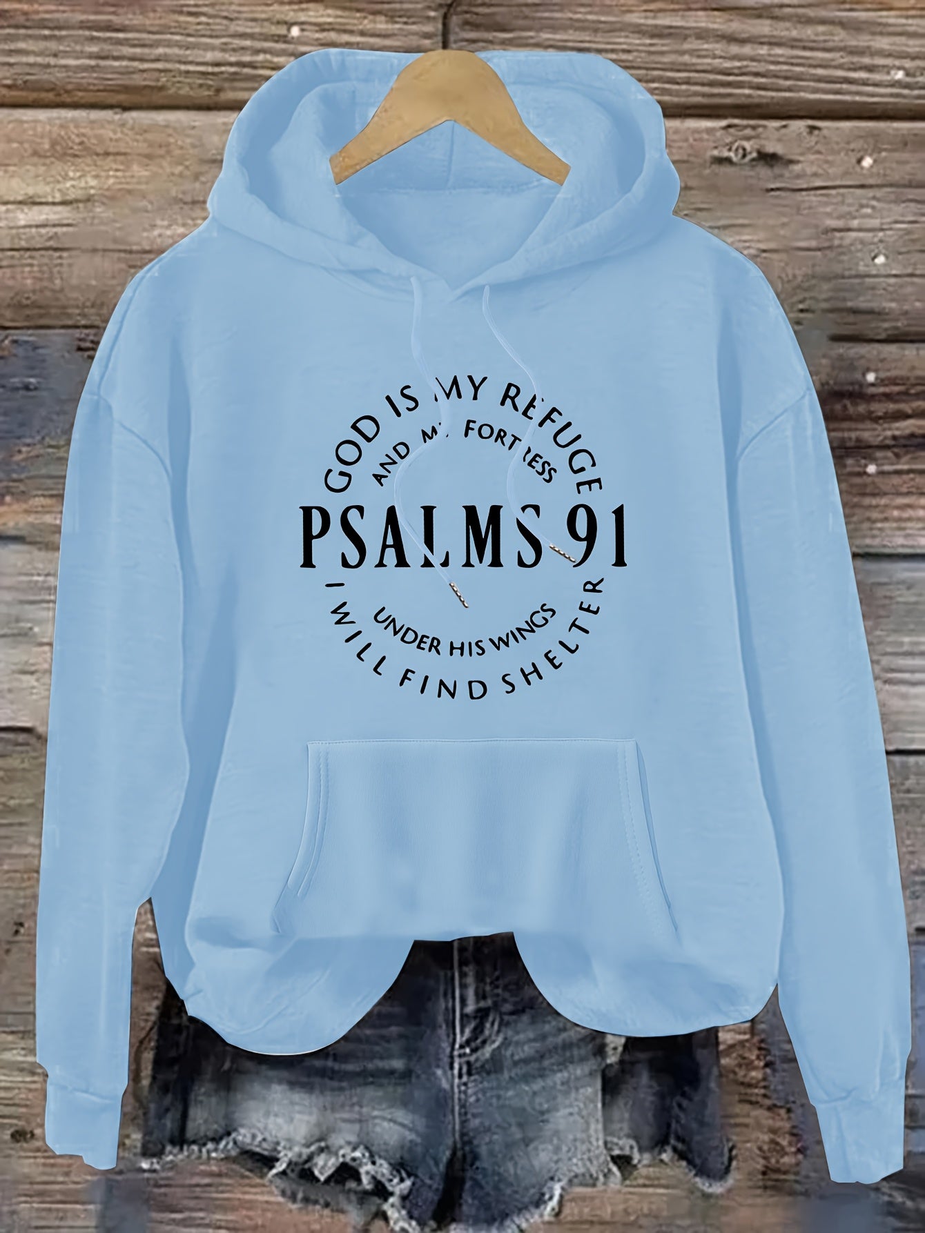 Stylish Psalm Womens Graphic Hoodie Soft Polyester Pullover
